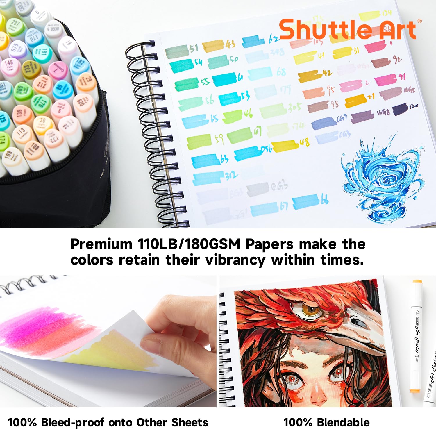 Amazon.co.jp: Shuttle Art スケッチブック マーカー用画用紙 80枚